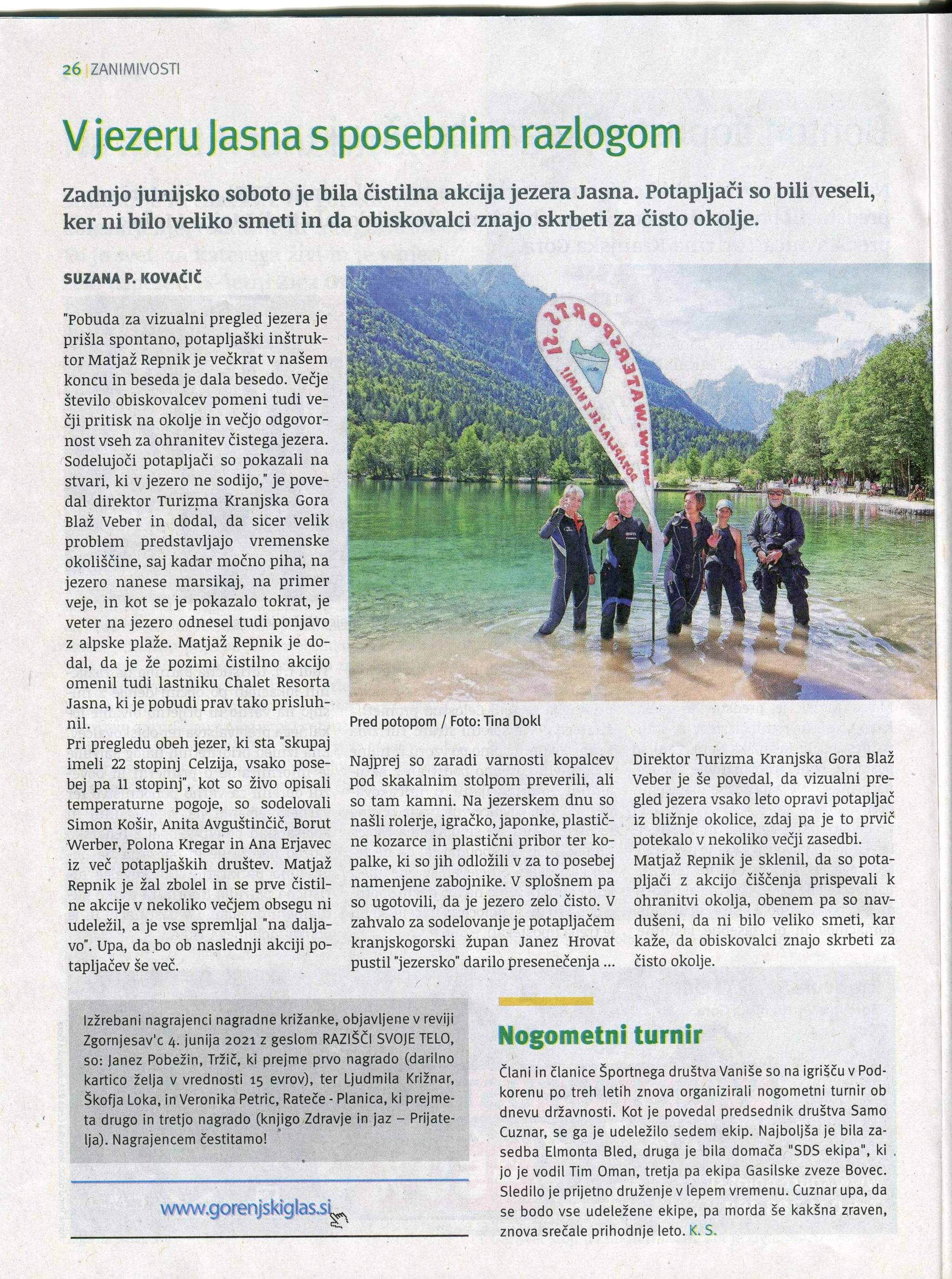 gorenjski glas čistilna akcija jezera Jasna