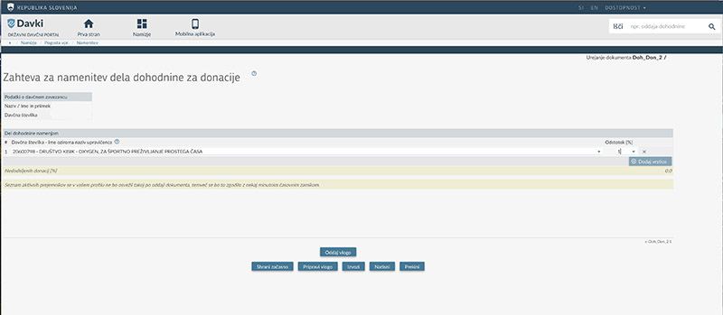 nameni del dohodnine